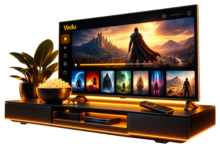 Watching Vedu on a living room TV